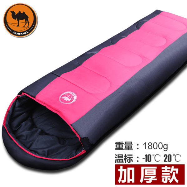 1.8kgs Adult outdoor camping sleeping bag envelope pattern with cap thick filling cotton light easy carry keep warm sleeping bag