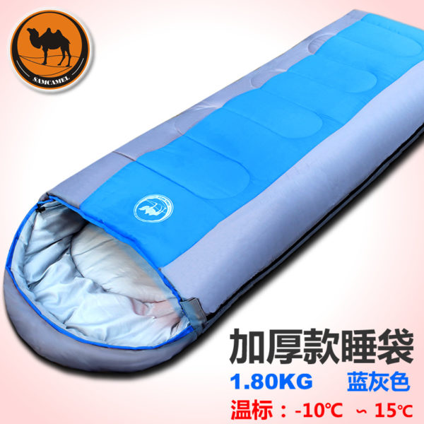 1.8kgs Adult outdoor camping sleeping bag envelope pattern with cap thick filling cotton light easy carry keep warm sleeping bag