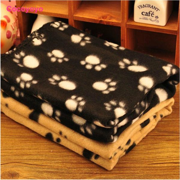 1X Warm Pet Large Paw Print Pet Cat Puppy Fleece Soft Blanket Bed Mat EC061
