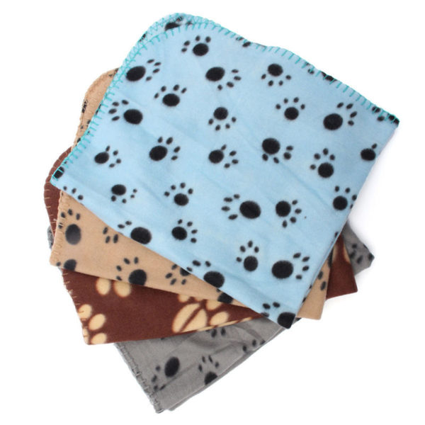 2016 New 70 x 60cm Cute Floral Pet Sleep Warm Paw Print Dog Cat Puppy Fleece Soft Blanket Beds Mat