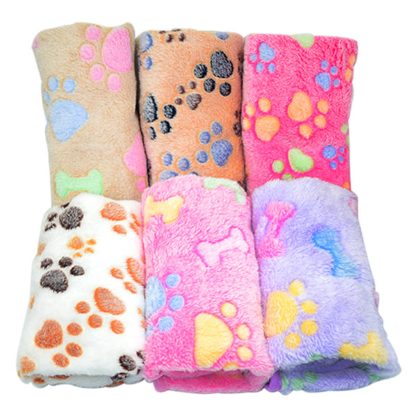 6 Colors Coral Fleece Warm Pet Sleeping Cushion Cover For Pet Dog Cat Puppy Bed Mat Cute Paw Printed Breathable Blanket Pet Dog