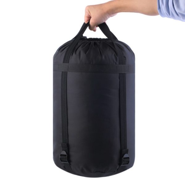 Lightweight Nylon Compression Stuff Sack Bag Waterproof Outdoor Camping Small Sleeping Bag Black Drawstring Bag 43 * 23 * 23cm