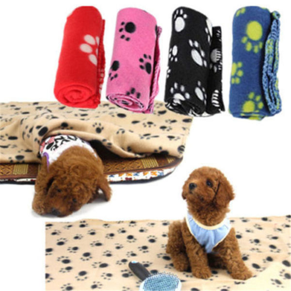 Lovely Pets Mat Design Paw Print Soft Warm Fleece Pet Blanket Dog Cat Mat Puppy Bed Sofa