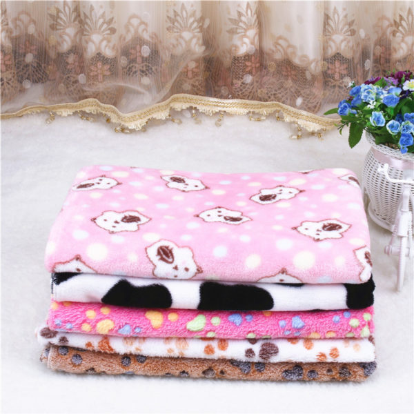 Pet Cat Dog Blanket Mat Cover Super Soft Warm Coral fleece blanket Dog Paw Print