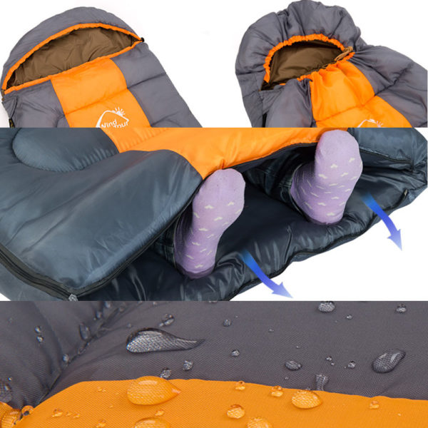 Thick 1.3kg Wind Tour Thermal Adult Sleeping Bag Autumn Winter Envelope Hooded Outdoor Travel Camping Water Resistant