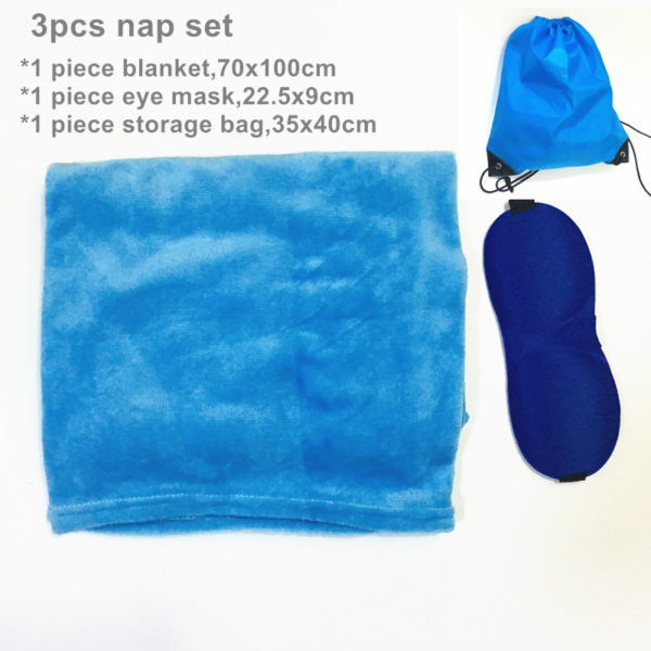 coral fleece blanket 3pcs nap set include eye mask storage bag travel outdoor office airplane nap blanket
